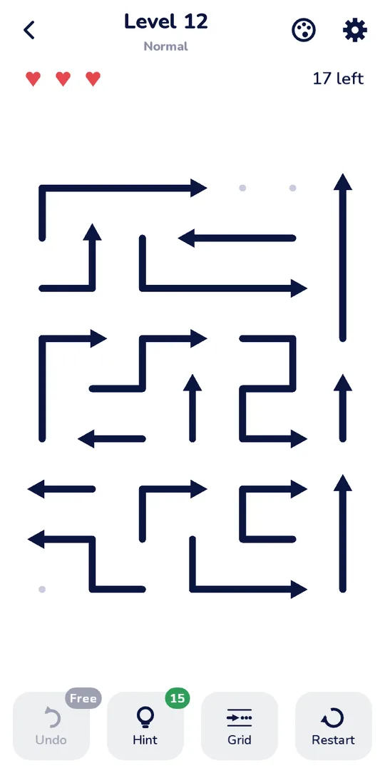 A level with arrows on a dot grid