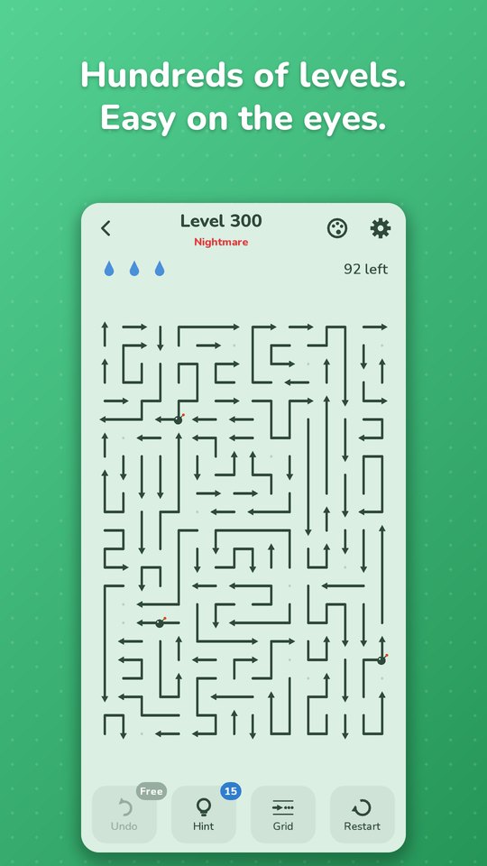A large arrow puzzle board in the Eye Comfort theme