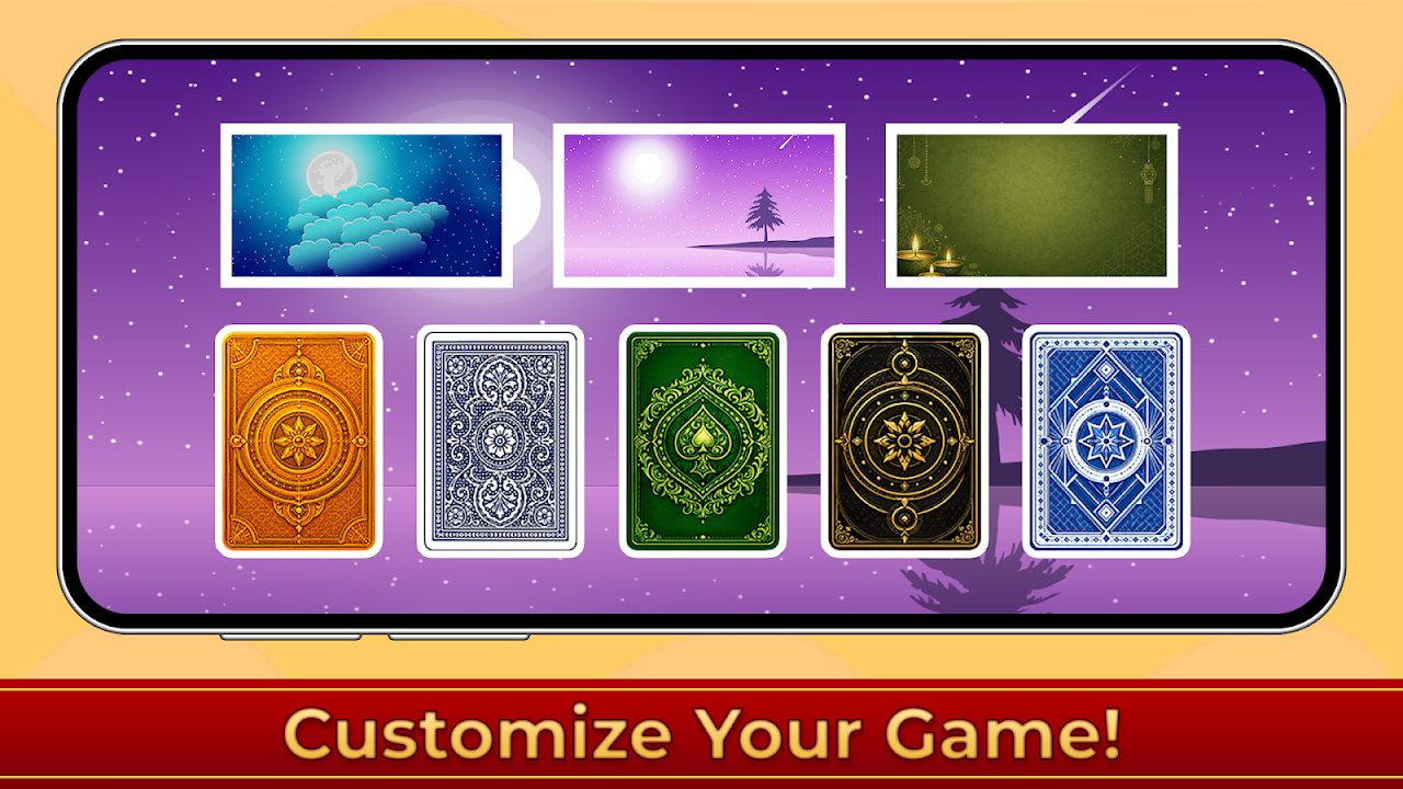 Customize table backgrounds and card backs in Timepass Callbreak