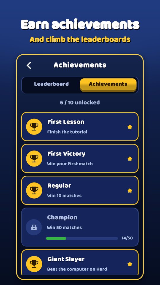 Leaderboards and achievements in Timepass Carrom